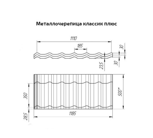 Металлочерепица классик плюс RAL6005 Polydexter-0.5