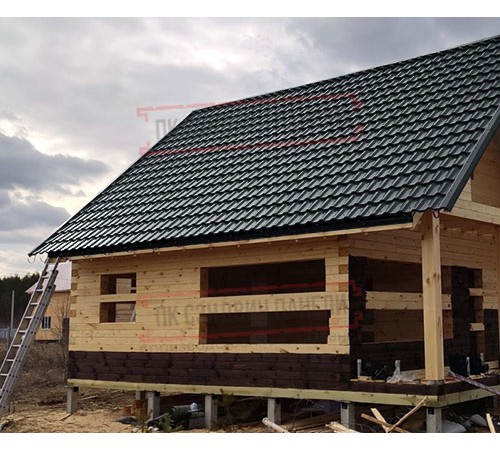 Металлочерепица модульная Квинта Uno 3D RR23 GreenСoat Pural-0,5