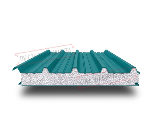 Сэндвич панели кровельные с пенополистиролом, ширина 1200 мм, толщина 300 мм, 0.5/0.5, RAL5021