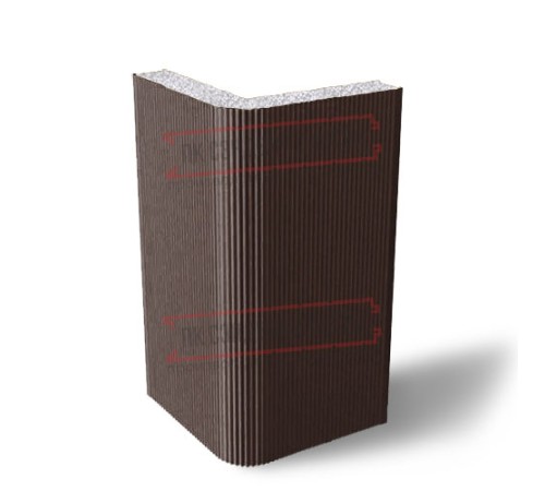 Угловая сэндвич-панель вертикальная из пенополистирола, 0.5/0.5, ширина 1000 мм, толщина 10 мм, RAL8017