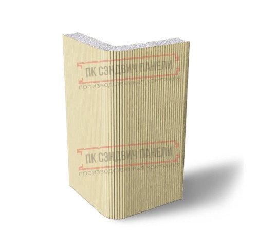 Угловая сэндвич-панель вертикальная из пенополистирола, 0.5/0.5, ширина 1000 мм, толщина 30 мм, RAL1014