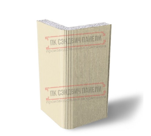 Угловая сэндвич-панель вертикальная из пенополистирола, 0.5/0.5, ширина 1000 мм, толщина 60 мм, RAL1015