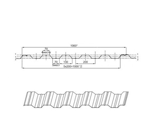 Профнастил НС35ПГ-0.5, Ширина-1100, Полиэстер RAL2004