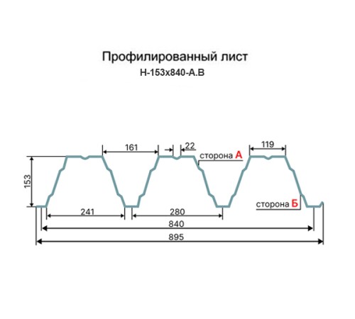 Профнастил Н153-840 RAL2004 Полиэстер-0,7