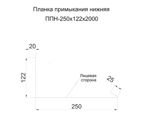 Планка примыкания нижняя 250х122х2000 ПРМ-7024-0.5
