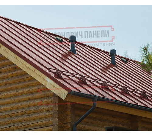 Фальц двойной стоячий Line 0,45 Полиэстер RAL3009 оксидно-красный с пленкой на замках