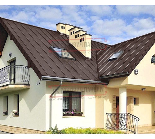 Фальц двойной стоячий 0,5 Rooftop Matte RAL8017 шоколад с пленкой на замках