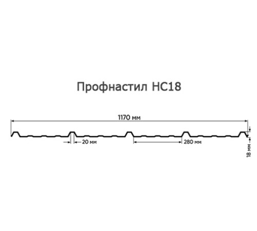Продольно гнутый профнастил для укрытий конвейеров НС18ПГ-1170, 1,0, оцинкованный