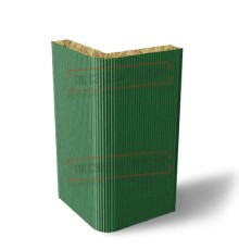 Угловая сэндвич-панель вертикальная из минеральной ваты, 0.5/0.5, ширина 1000 мм, толщина 10 мм, RAL6002