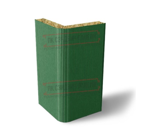 Угловая сэндвич-панель вертикальная из минеральной ваты, 0.5/0.5, ширина 1000 мм, толщина 40 мм, RAL6002