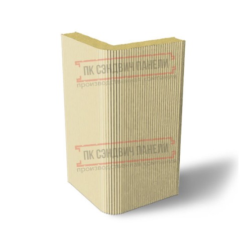 Угловая сэндвич-панель вертикальная из пенополиизоцианурата, 0.5/0.5, ширина 1000 мм, толщина 20 мм, RAL1014