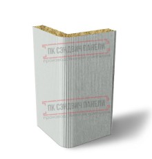 Угловая сэндвич-панель вертикальная из минеральной ваты, 0.5/0.5, ширина 1000 мм, толщина 10 мм, RAL7035