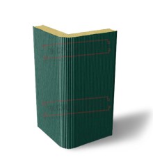 Угловая сэндвич-панель вертикальная из пенополиуретана, 0.5/0.5, ширина 1200 мм, толщина 10 мм, RAL6005