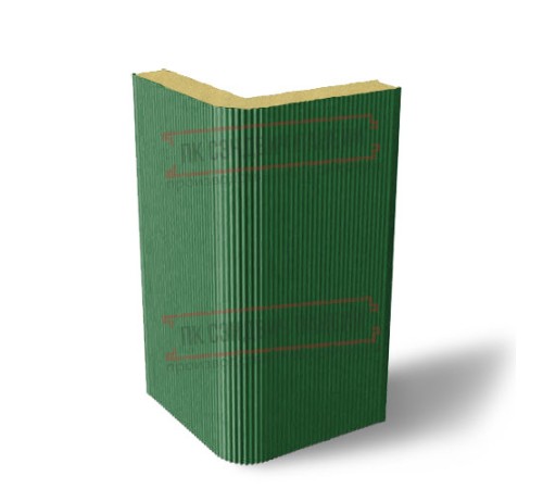 Угловая сэндвич-панель вертикальная из пенополиуретана, 0.5/0.5, ширина 1000 мм, толщина 60 мм, RAL6002